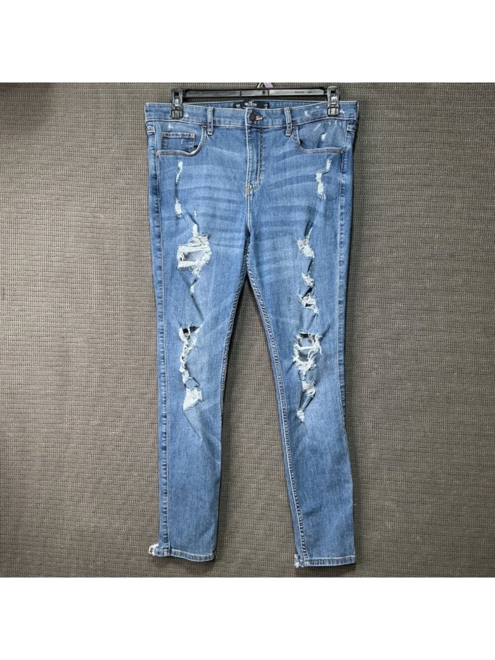 Hollister High-Rise Super Skinny Distressed Jeans Sz 15 32/30 Blue Stretch